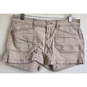 French Star Tan Beige Flat Front Shorts 9 Juniors Lightweight Slashed Pockets